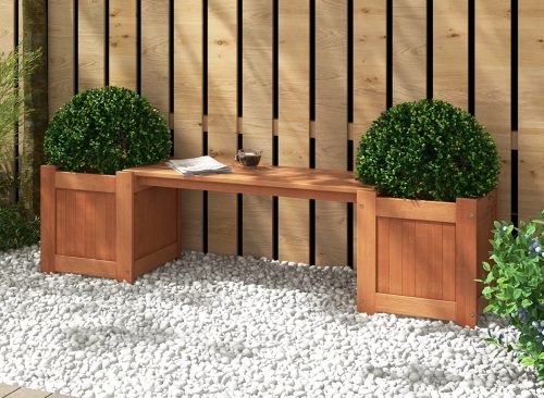 Costway Wood Outdoor Planter Boxes with Detachable Bench 2 Elevated Mini Planters Patio Natural