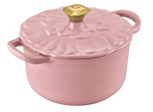 Crofton Floral 2Qt Cast Iron Dutch Oven, Pink