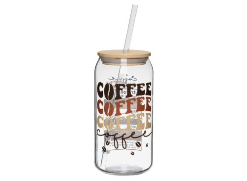 Crofton Glass Cup with Lid, Coffee, 18 fl oz