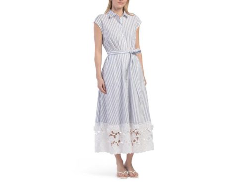 ELLEN TRACY 3d Broderie Maxi Shirt Dress