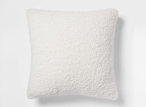 Euro Traditional Cozy Faux Shearling Fur Decorative Throw Pillow Cream - Threshold™: Indoor Square Cushion, OEKO-TEX Certified