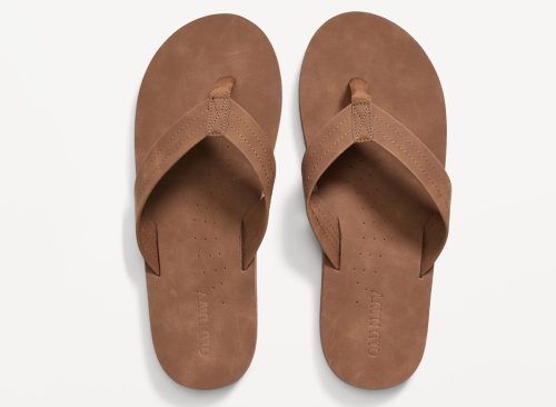Faux-Leather Flip-Flop Sandals for Men