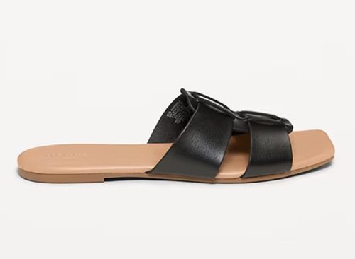 Faux-Leather Slide Sandals