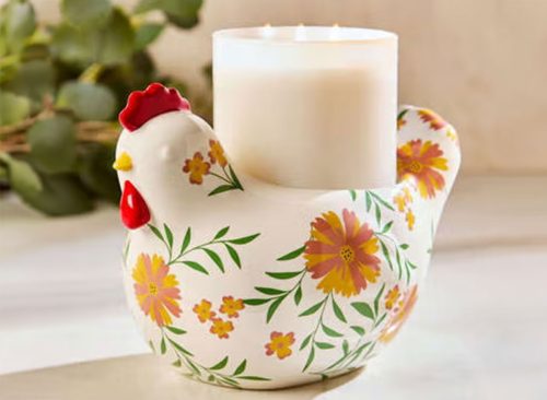 Floral Chicken Pedestal