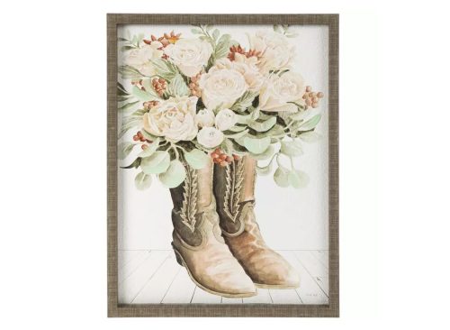 Floral Cowgirl Boots Wood Wall Decor