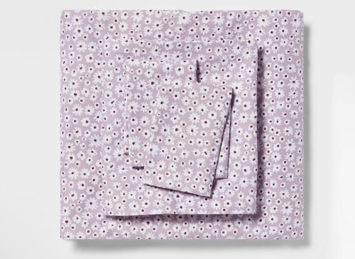 Full Printed Microfiber Sheet Set Light Purple Daisy - Room Essentials™: Polyester, OEKO-TEX Certified, 170 Thread Count