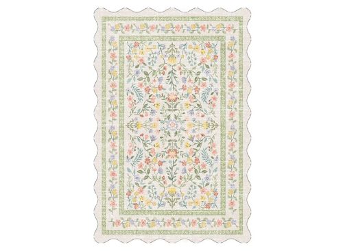 Fulvari 9x12 Washable Area Rug Non Slip Low Pile Boho Floral Small Carpet for Bedroom, Bedside, Kitchen, Entryway, Kids Room, Office White