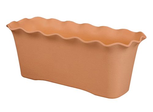 Garoy Rectangular Planter,Plastic Wavy Ruffled Edge Long Planter Box,Planters for Indoor Outdoor Plants and Flowers,Deck Railing Planter Boxes,Flower Pots,Plant Pots,Flower Pots Outdoor,11.88",Brown