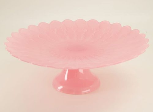 Glass Pink Flower Cake Stand