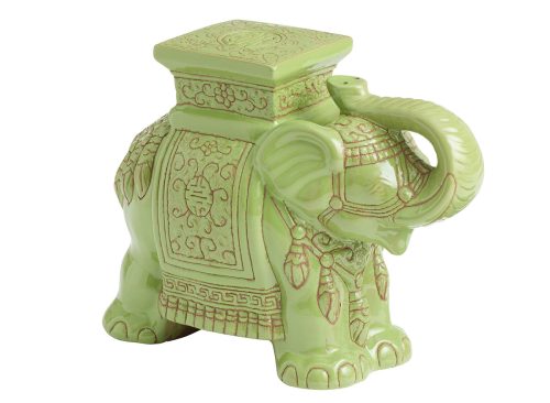 Green Ceramic Elephant Shaped Outdoor Side Table