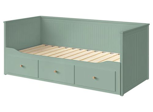 HEMNES Daybed frame with 3 drawers, gray-green, Twin