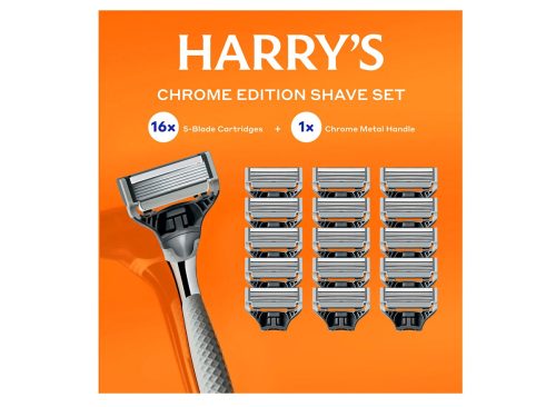 Harry's Chrome Edition Razor Set 16 Cartridges + 1 Handle
