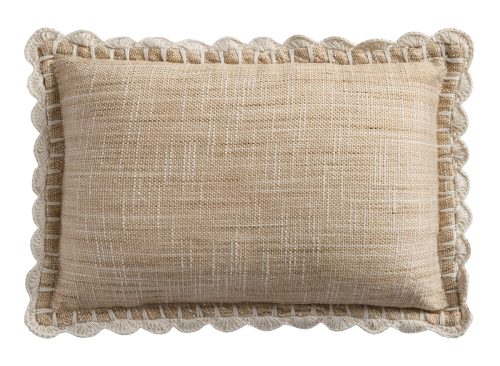 Heathered Crochet Trim Indoor Outdoor Lumbar Pillow