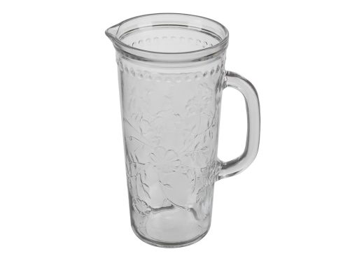 Holly Williams Clear Tapered Floral Embossed Glass Pitcher