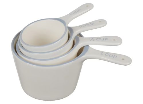 Holly Williams White Ceramic Measuring Cups with Handles, 4 ct