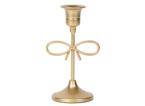 Home Decor Collection Sterling & Noble Home Gold Metal 5.91" Indoor Tabletop Taper Candleholder with Bow Accent