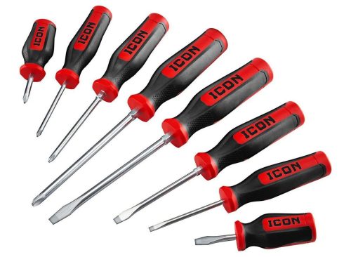 ICON Professional Mechanics Screwdriver Set, 8-Piece, Red
