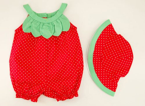 Infant Petal Strawberry Romper and Hat Set