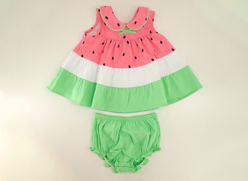 Infant Watermelon Knit Colorblock Bloomer Dress