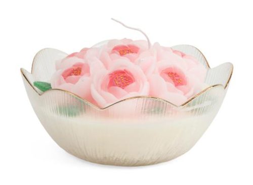 JOLIE FLEUR 38.5oz Peonies Glass Dish Candle