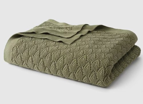 Jeremiah Brent Home Pointelle Throw Solid Marsh