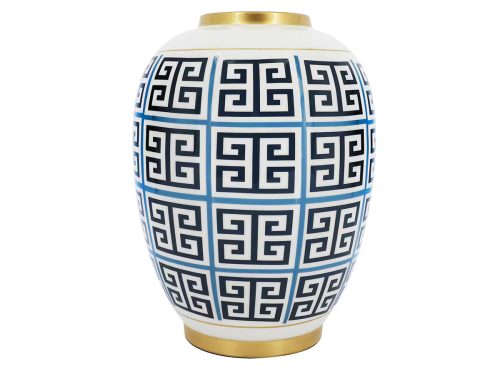 Jonathan Adler x Michaels Blue & White Greek Key Metal Vase
