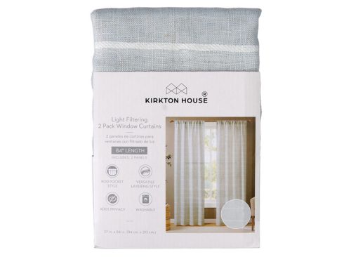  KIRKTON HOUSE Window Sheer Curtain Pair, Gray Stripe