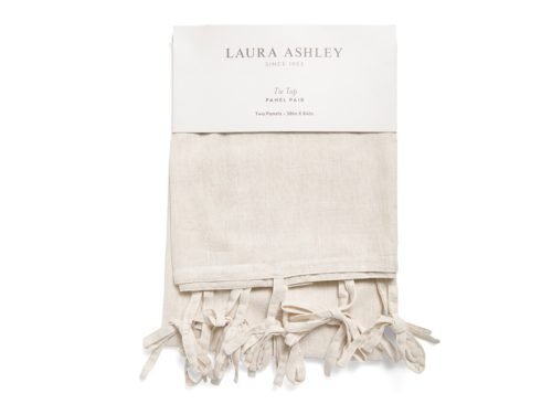 LAURA ASHLEY 38x84 2pk Linen Blend La Seville Tie Top Window Panel Set