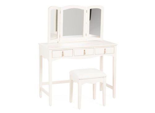LILLIAN AUGUST Tassel Vanity Set With Stool And Mirror