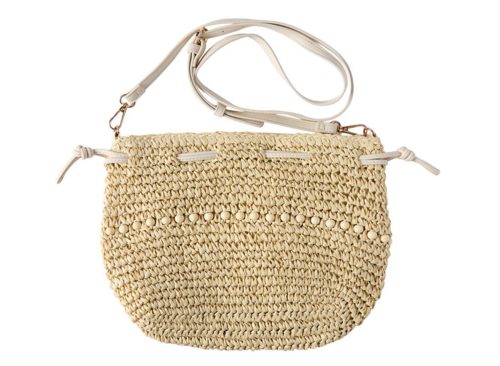 LS LIVE IN STYLE Woven Straw Crossbody - Natural Beaded