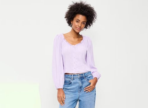 Long-Sleeve Button-Down Top