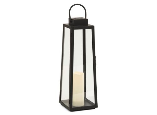 MERKURY 7x21.75x7 Outdoor Extra Large Metal And Glass Solar Lantern
