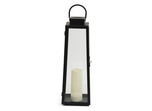 MERKURY 7x21.75x7 Outdoor Extra Large Metal And Glass Solar Lantern