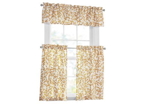 Mainstays 3 Pieces Printed Tier Sets Floral Botanical, Recycled Polyester, BCI Cotton, 56"W x 14"L, Indoor Curtain, Adult
