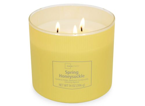 Mainstays 3-Wick Textured Wrapped Candle, Spring Honeysuckle Fragrance, 14 Oz