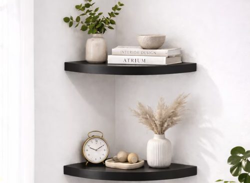 Mainstays 9.5" Black Corner Shelves, Set of 2