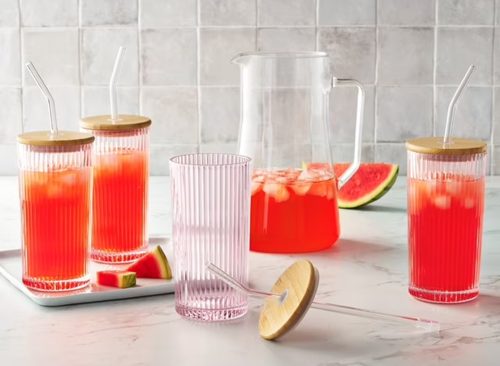 Member's Mark 4-Pack Glass Tumblers with Bamboo Lids