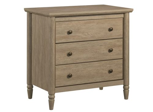 My Texas House Monroe 3 Drawer Nightstand with USB, Brushed Oak Finish
