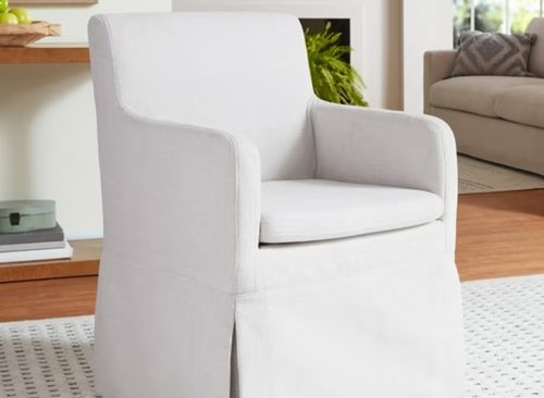 My Texas House Wren Slipcover Dining Chair with Casters Cream Polyester