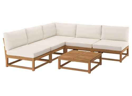 NÄMMARÖ 4-seat conversation set, outdoor, outdoor light brown stained/Frösön/Duvholmen beige