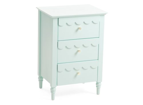 NAUTICA 26in 3 Drawer Scalloped Accent Table