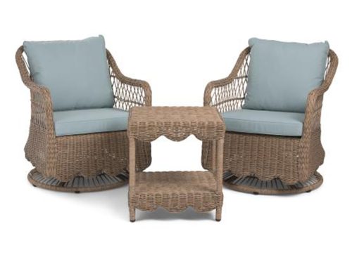 NAUTICA 3pc Outdoor Scalloped Accent Chairs And Table Set