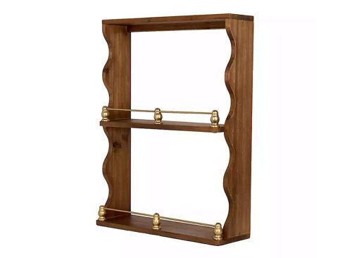 New! Scalloped Wood Wall Shelf with Gold Details