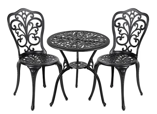 Nuu Garden 3 pc. Cast-Aluminum Patio Bistro Set, Black