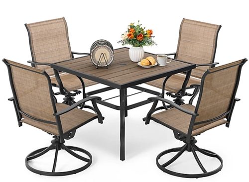 Nuu Garden 5 pc. Dining Set With Swivel Textilene Chairs