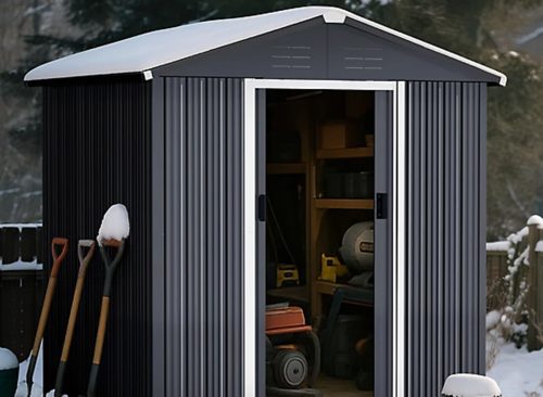 Nuu Garden 6 x 4ft. Garden Shed Storage Tool Shed with Sliding Doors, Black