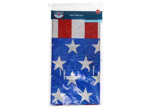 Patriotic Metallic Tablecloth, 54x108 in.