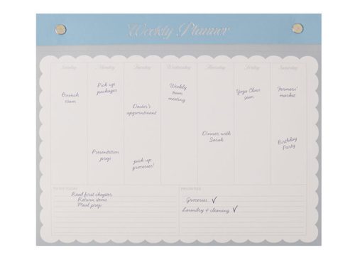  Pembrook Weekly Calendar - Tear Off - Blue Scallop