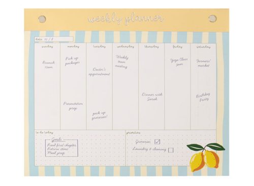 Pembrook Weekly Calendar - Tear Off - Lemon