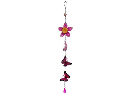 Pink Butterfly & Flower Metal Mobile